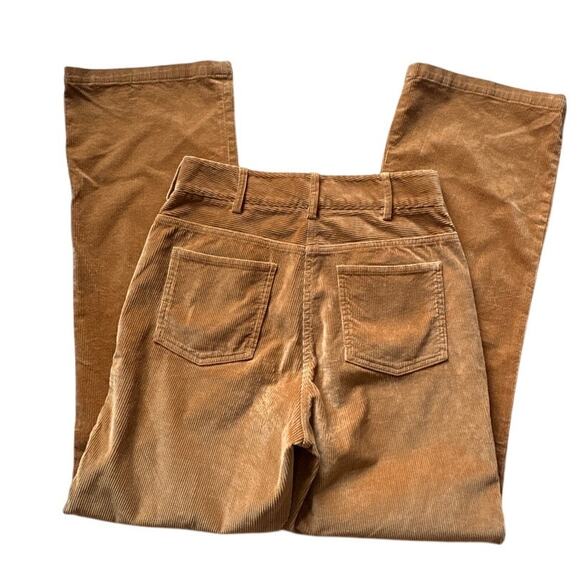 Babaton Cotton Corduroy Pants Camel Brown Straight Leg 4 - Picture 6 of 6